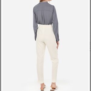 Ivory, high rise, ankle pants.